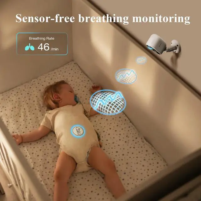 Alt view image 3 of 7 - Sense-U Smart Security Baby Monitor Camera, Indoor/Outdoor Use, Al Breathing Detection, 1080p Video Monitor, Weatherproof Wireless Cam with Battery, 2-Way Audio, No Monthly Fee