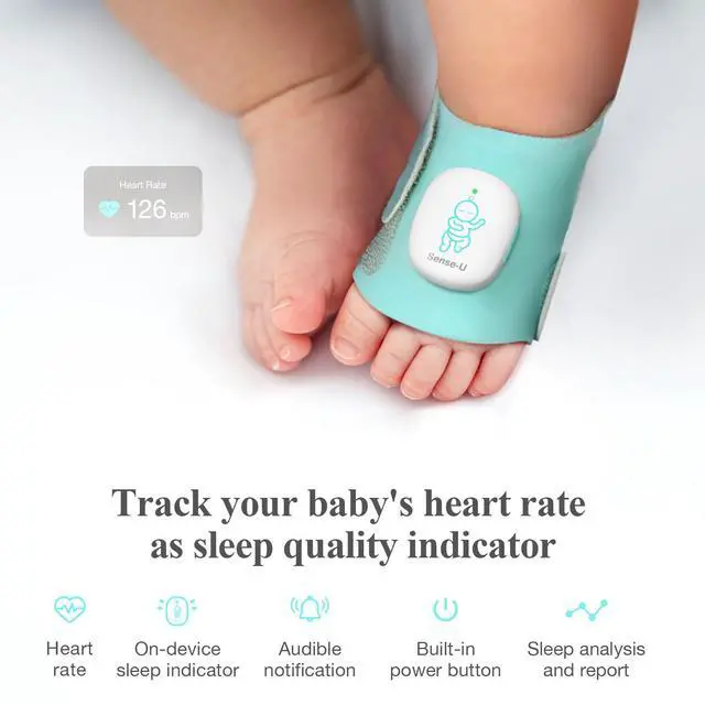 Alt view image 2 of 7 - Baby Monitor, Sense-U Baby Smart Sock Shoe Monitor with On-Device Sleep Indicator & Notifications, Track Heart Rate, Sleep Movement for Peace of Mind, Infant Foot Monitor, FSA/HSA Eligible, 0-12M