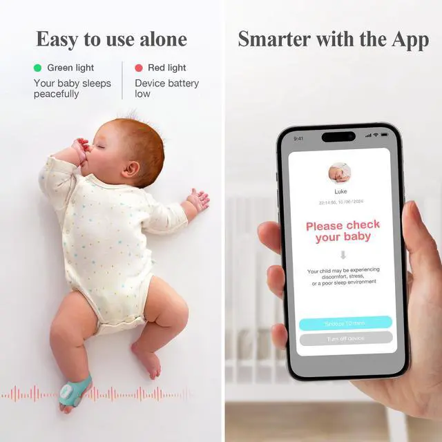 Alt view image 3 of 7 - Baby Monitor, Sense-U Baby Smart Sock Shoe Monitor with On-Device Sleep Indicator & Notifications, Track Heart Rate, Sleep Movement for Peace of Mind, Infant Foot Monitor, FSA/HSA Eligible, 0-12M
