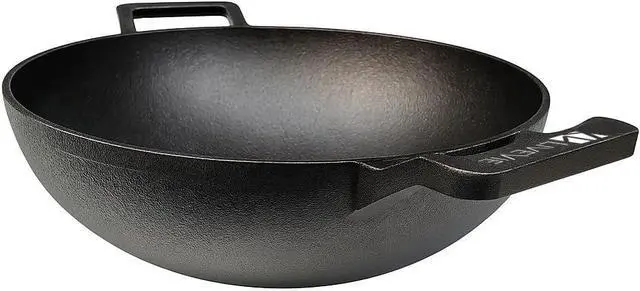 Alt view image 2 of 5 - LIVEVIE Cast Iron Deep Kadai Wok with Dual Handles, Heavy-Duty Cooking Pot for Deep Frying, Stir-Frying, Curries  Gas, Induction, Grill & Open Flame Compatible, 10 Inch