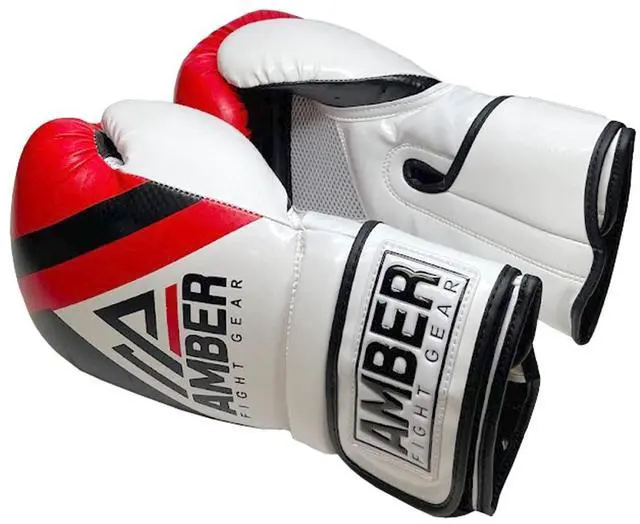 Alt view image 4 of 5 - Amber Fight Gear Fury Boxing Gloves - Kickboxing, Muay Thai Training Gloves, Sparring Punching Bag Mitts, Durable PU, Non-Slip Wrist Support, Multi-Sport Glove, Red/Black, 12oz