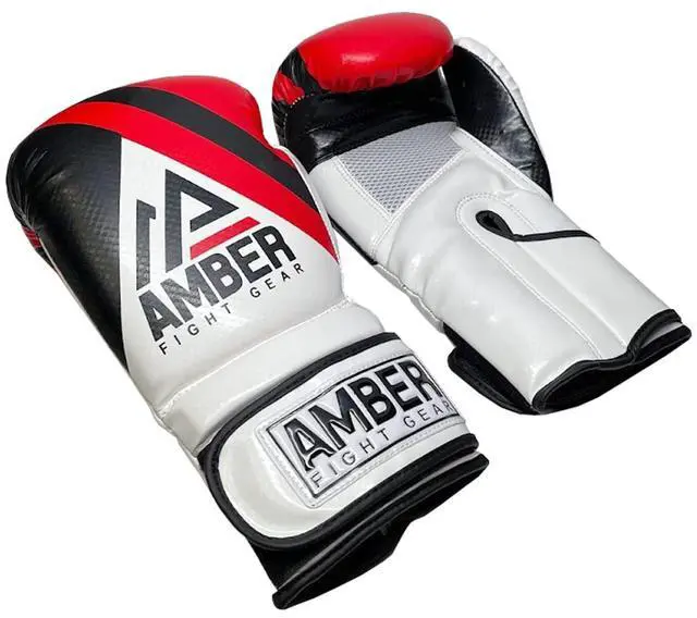 Alt view image 5 of 5 - Amber Fight Gear Fury Boxing Gloves - Kickboxing, Muay Thai Training Gloves, Sparring Punching Bag Mitts, Durable PU, Non-Slip Wrist Support, Multi-Sport Glove, Red/Black, 12oz