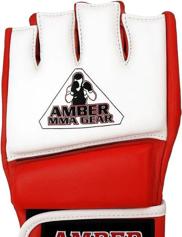 Alt view image 2 of 5 - Amber Fight Gear Premium Leather MMA Amateur Competition Gloves: Durable, Stylish Gear for Versatile Usage in Training and Competition, Red, Large