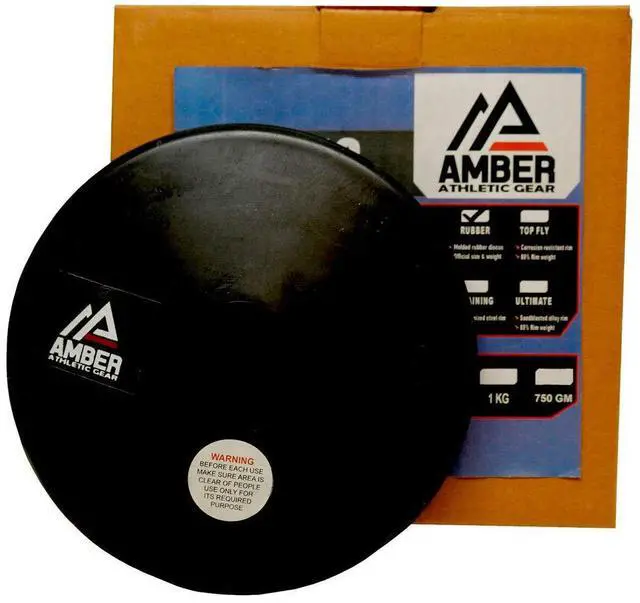 Alt view image 3 of 5 - Amber Sporting Goods Robust Rubber Discus Durable 0.75 KG Training Tool for Beginners & High School Athletes, Floor-Safe Design