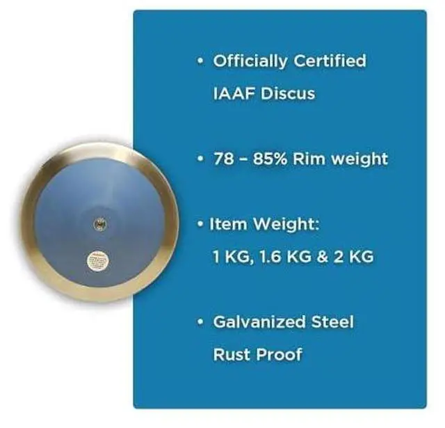 Alt view image 5 of 5 - Amber Sporting Goods Top Fly Discus Track & Field Training Discus Throwing Discus 80  85% Rim Weight IAAF Certified, 2kg