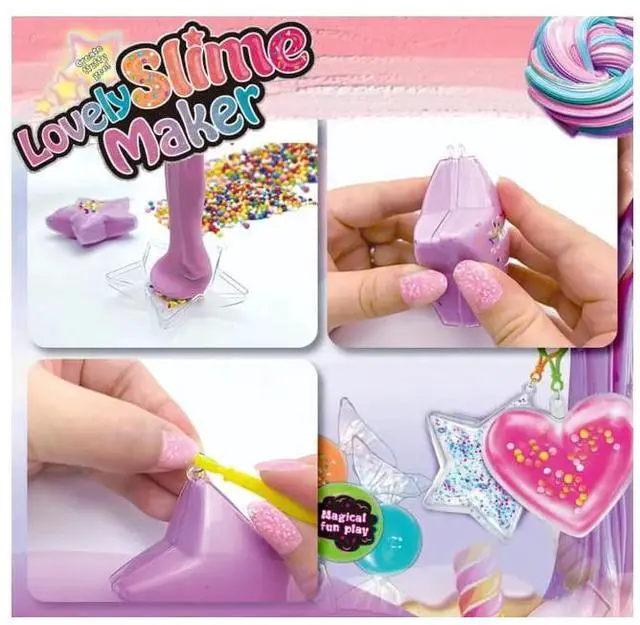 Alt view image 4 of 4 - LIVEVIE Lovely Slime Maker Kit for Kids - Includes 10+ Pre-Made Rainbow Slimes, Candy Pellets, Heart & Star Molds - DIY Glitter, Fluffy, Clear, and Glow-in-The-Dark Slime - Safe, Non-Toxic,