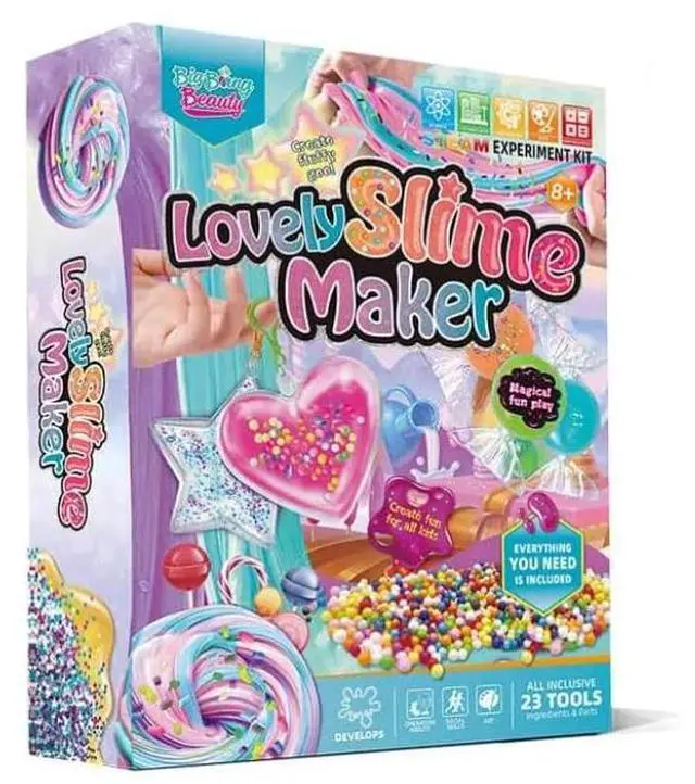 Alt view image 3 of 4 - LIVEVIE Lovely Slime Maker Kit for Kids - Includes 10+ Pre-Made Rainbow Slimes, Candy Pellets, Heart & Star Molds - DIY Glitter, Fluffy, Clear, and Glow-in-The-Dark Slime - Safe, Non-Toxic,