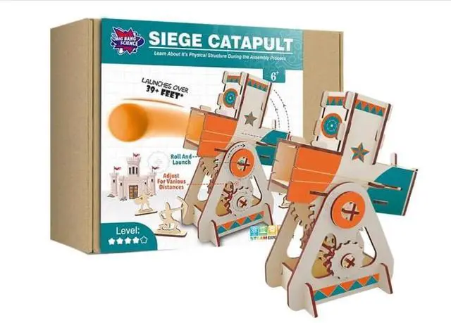 Alt view image 2 of 4 - LIVEVIE Wooden Siege Catapult Kit for Kids  STEM Learning Toy for Engineering, Simple Machines, Safe Interactive Assembly and Play