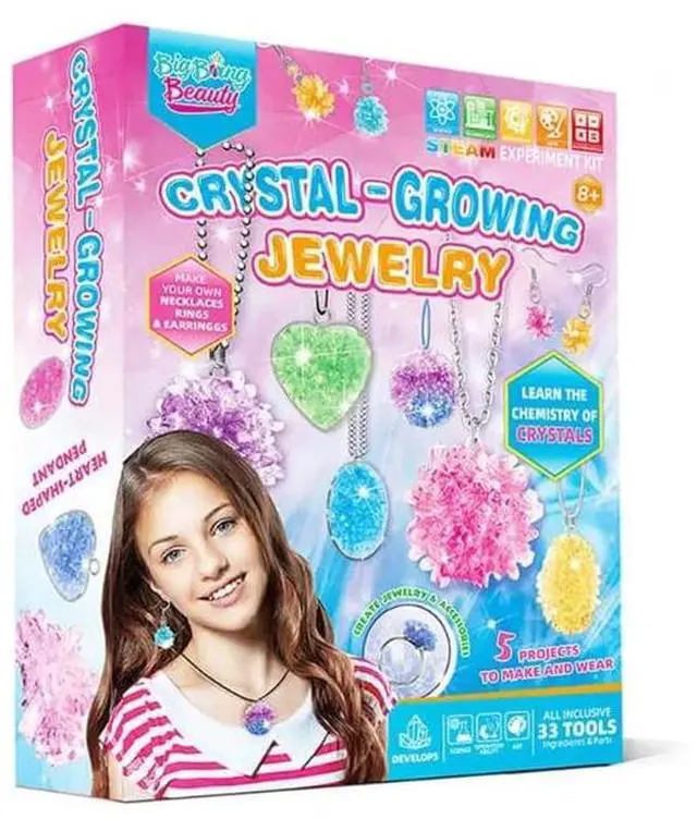 Alt view image 3 of 4 - LIVEVIE Crystal Growing Jewelry Kit, Create 6 Jewelry Pieces for Kids - DIY Sparkling Pendants, Necklaces & Earrings Educational Science Kit for Hands-On Learning & Creativity