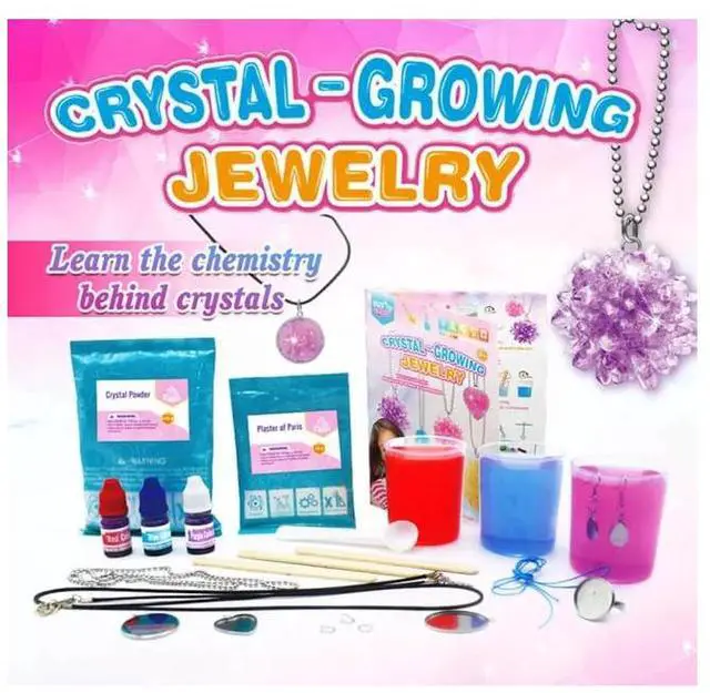 Alt view image 4 of 4 - LIVEVIE Crystal Growing Jewelry Kit, Create 6 Jewelry Pieces for Kids - DIY Sparkling Pendants, Necklaces & Earrings Educational Science Kit for Hands-On Learning & Creativity