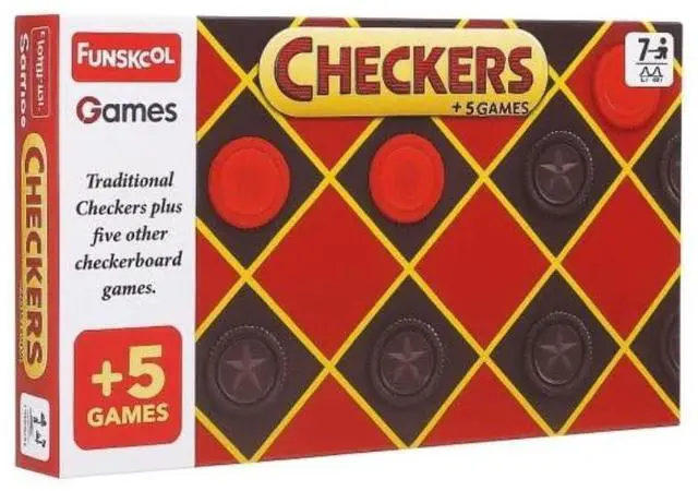 Alt view image 2 of 4 - Livevie Checkers Plus 5-in-1 Game Set, Traditional Checkers & 5 Other Board Games