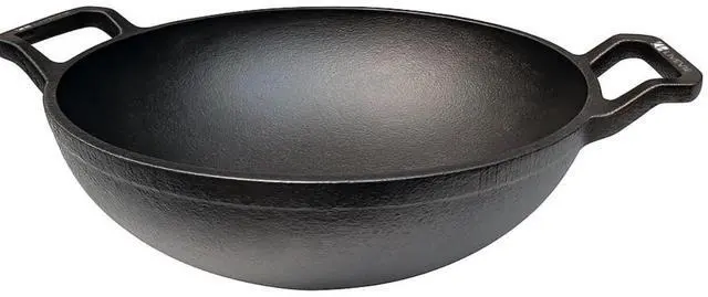 Alt view image 2 of 7 - LIVEVIE Cast Iron Deep Kadai Wok with Dual Handles, Heavy-Duty Cooking Pot for Deep Frying, Stir-Frying, Curries  Gas, Induction, Grill & Open Flame Compatible, 9 Inch