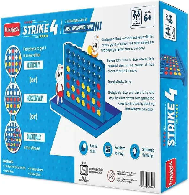 Alt view image 3 of 3 - LIVEVIE Strike 4, Classic Disc Dropping Game, 4 in a Row, Family Strategy Game