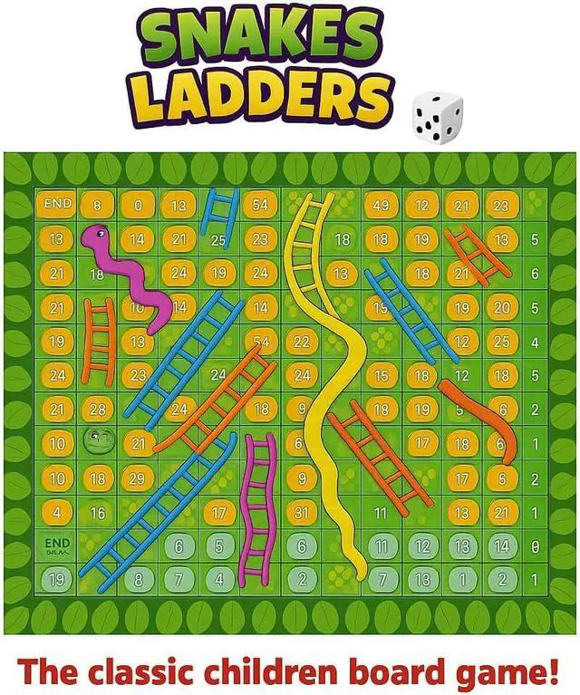 Alt view image 5 of 5 - LIVEVIE Snakes & Ladders Classic Board Game for Kids & Family, 2-4 Players