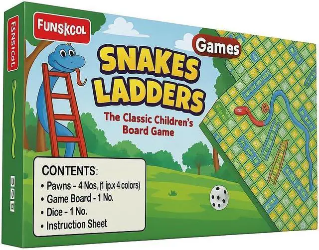 Alt view image 4 of 5 - LIVEVIE Snakes & Ladders Classic Board Game for Kids & Family, 2-4 Players