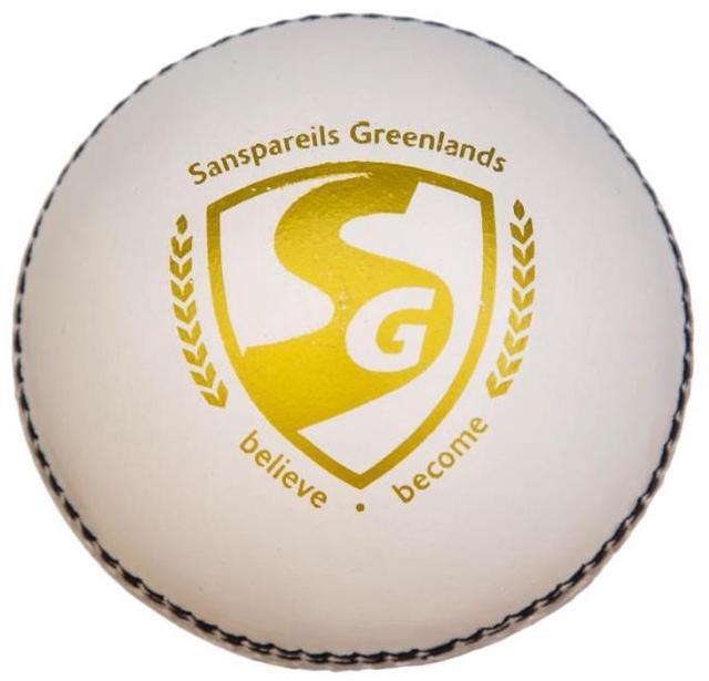 Alt view image 4 of 5 - SG Cricket Shield 20 Premium Leather Ball (White & Red Color)