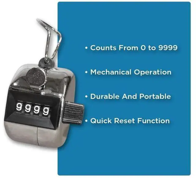 Alt view image 4 of 4 - Amber Fight Gear Tally Counter Handheld, Mechanical Clicker with Finger Ring for Boxing, Track, Golf, Soccer, Walking, Carrom, and More Activities