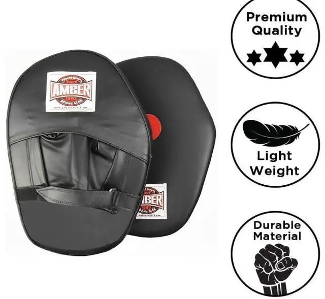 Alt view image 5 of 5 - Amber Fight Gear Leather Focus Mitts, 100% Top Grain Leather, Shock Absorbing Foam, Full Hand Pocket, Durable Boxing Pads for MMA, Kickboxing, Muay Thai, & Martial Arts