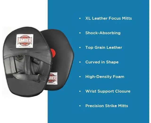 Alt view image 3 of 5 - Amber Fight Gear Leather Focus Mitts, 100% Top Grain Leather, Shock Absorbing Foam, Full Hand Pocket, Durable Boxing Pads for MMA, Kickboxing, Muay Thai, & Martial Arts