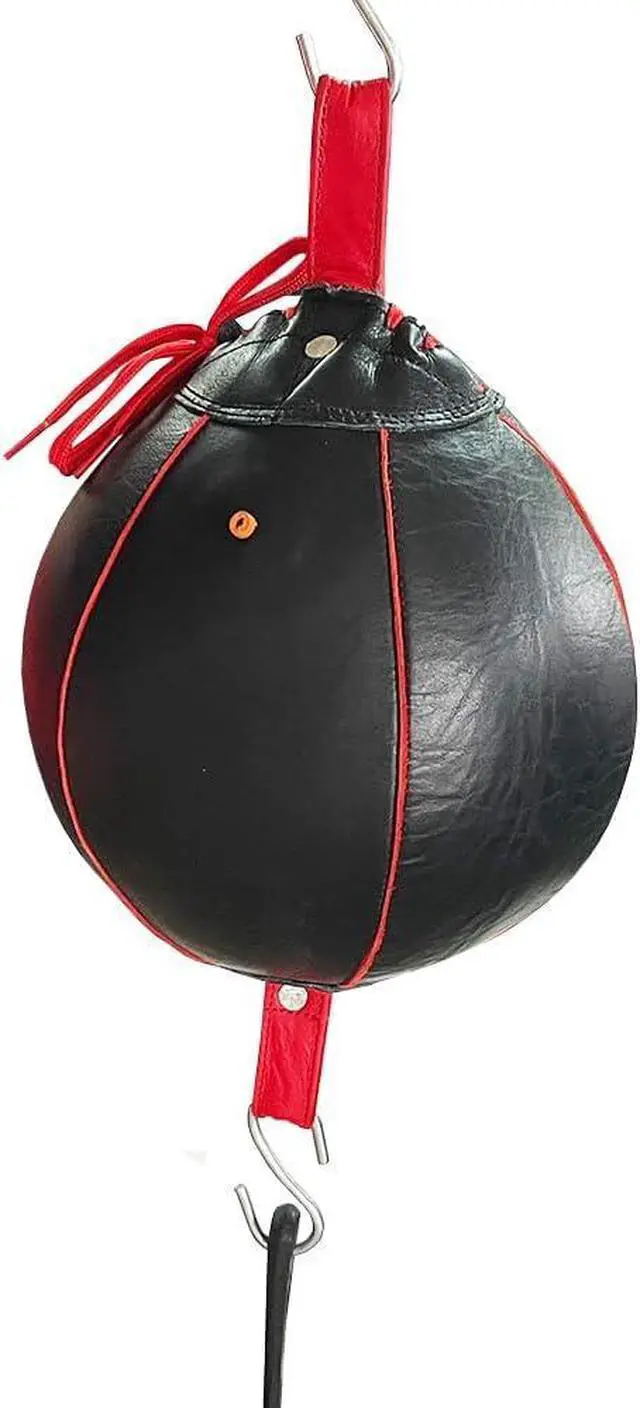 Alt view image 2 of 7 - Invincible Fight Gear Professional Leather Double End Boxing Bag with Bungee Cords for Boxing, MMA, Muay Thai, Fitness Speed Dodge Reflex Ball, Floor to Ceiling Training, 9 Inch