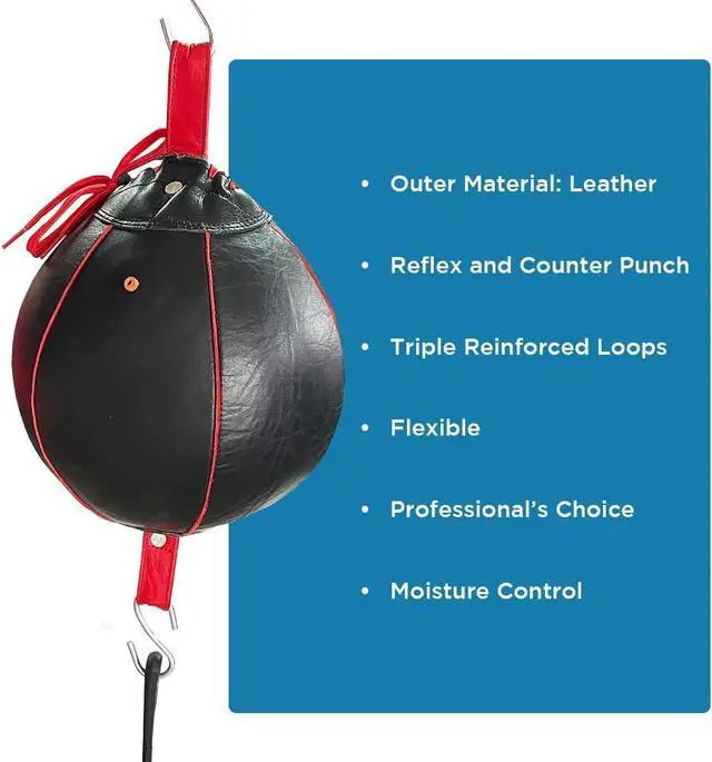 Alt view image 3 of 7 - Invincible Fight Gear Professional Leather Double End Boxing Bag with Bungee Cords for Boxing, MMA, Muay Thai, Fitness Speed Dodge Reflex Ball, Floor to Ceiling Training, 9 Inch