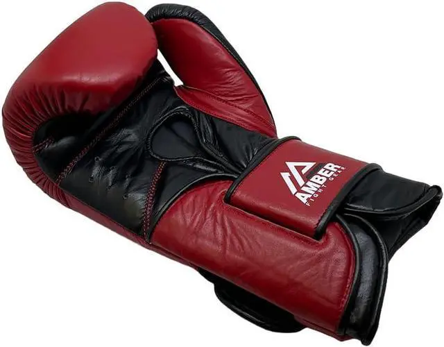 Alt view image 5 of 7 - Amber Sporting Goods Renegade v1.0 Pro Hook & Loop Leather Boxing Gloves, Durable, Ideal Sparring & Heavy Bags, Superior Shock Absorption & Ventilation, Optimal Fit for Serious Athletes, 14 oz.