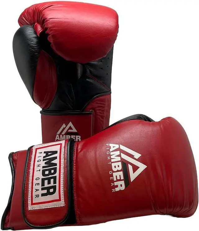 Alt view image 2 of 7 - Amber Sporting Goods Renegade v1.0 Pro Hook & Loop Leather Boxing Gloves, Durable, Ideal Sparring & Heavy Bags, Superior Shock Absorption & Ventilation, Optimal Fit for Serious Athletes, 14 oz.