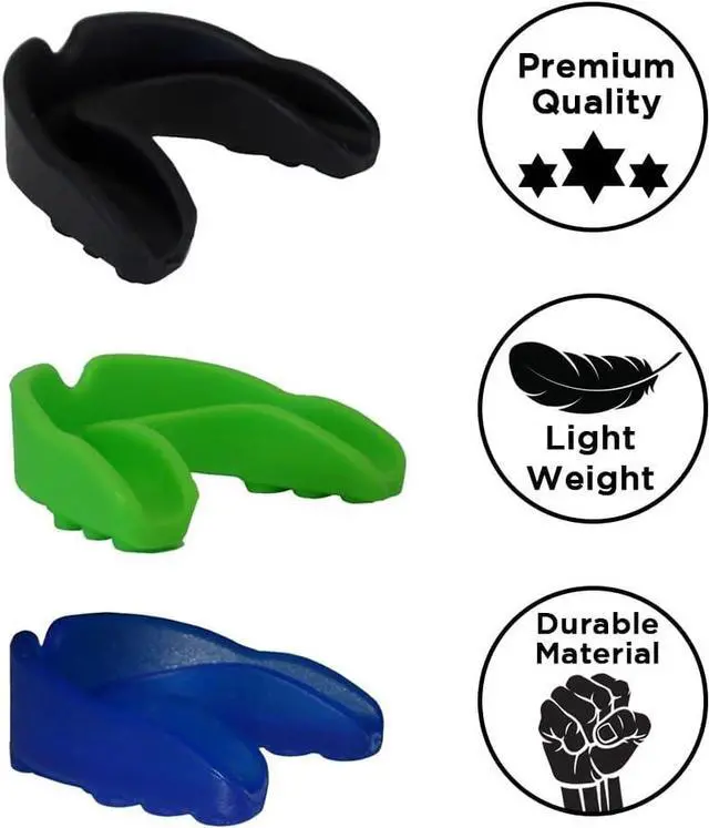 Alt view image 3 of 5 - Amber Fight Gear Junior Single Mouthpiece with Case: Durable, Customizable, and Hygienic Mouthguard for Kids Aged 5 to 10, Black