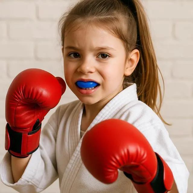 Alt view image 5 of 5 - Amber Fight Gear Junior Single Mouthpiece with Case: Durable, Customizable, and Hygienic Mouthguard for Kids Aged 5 to 10, Black