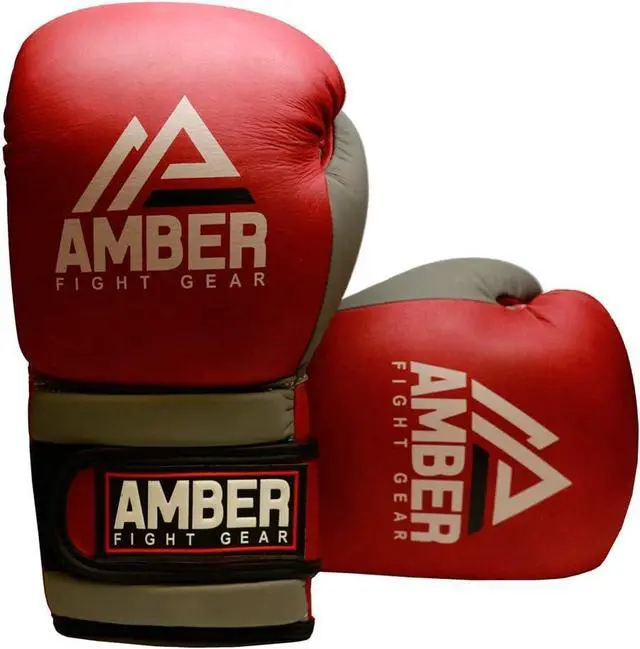 Alt view image 3 of 3 - Amber Fight Gear Gladiator Real Leather Vintage Boxing Gloves for Boxing, Kickboxing, Muay Thai, Premium Cowhide Leather, Multi-Layered Foam, Secure Wrist Support 14 oz.