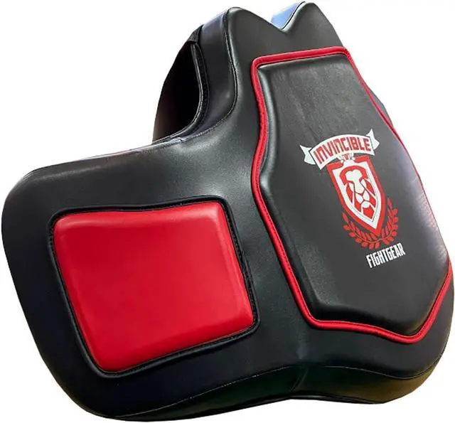 Alt view image 2 of 3 - Invincible Fight Gear Heavy-Duty Body Protector for Boxing, MMA, Kickboxing, Muay Thai - Premium Coaching/Training Gear - Sleek Black Design