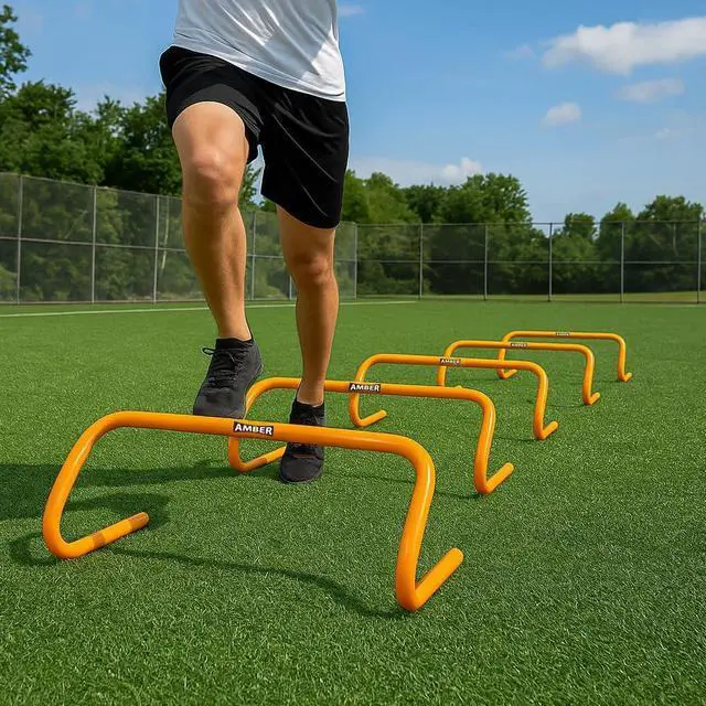 Alt view image 2 of 3 - Amber Fight Gear Multi-Sport Speed Training Hurdles Set of 6 Mini Hurdles for Agility & Coordination, Lightweight PVC Construction, Ideal for Football, Soccer, Baseball, Hockey, Track, Tennis