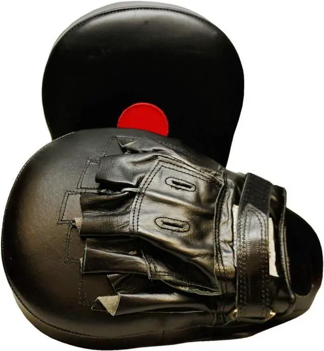 Alt view image 2 of 4 - Amber Fight Gear Genuine Leather Extreme Curved Target Focus Punching Mitts for MMA, Kickboxing, Muay Thai Martial Arts Sparring with Wrist Support
