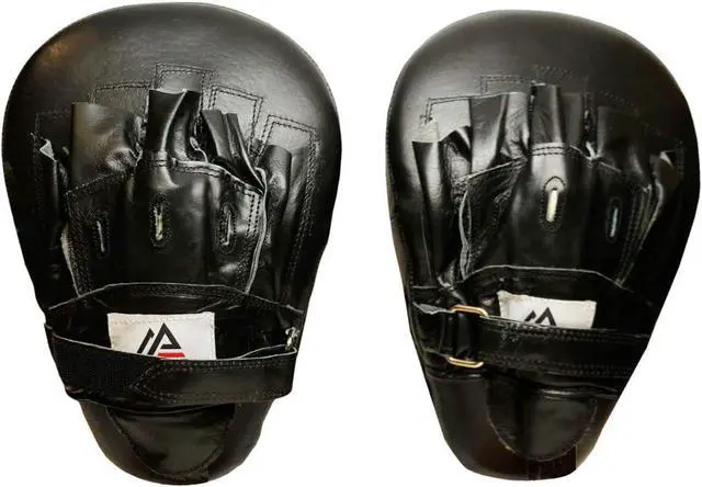 Alt view image 3 of 4 - Amber Fight Gear Genuine Leather Extreme Curved Target Focus Punching Mitts for MMA, Kickboxing, Muay Thai Martial Arts Sparring with Wrist Support