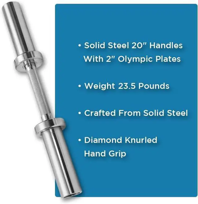 Alt view image 4 of 4 - Amber Fight Gear Ultimate Strength: Heavy Duty 20" Olympic Dumbbell Handles - Solid Steel Pair for Full-Body Home Gym Workouts (2 Dumbbells)