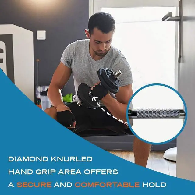 Alt view image 3 of 4 - Amber Fight Gear Ultimate Strength: Heavy Duty 20" Olympic Dumbbell Handles - Solid Steel Pair for Full-Body Home Gym Workouts (2 Dumbbells)