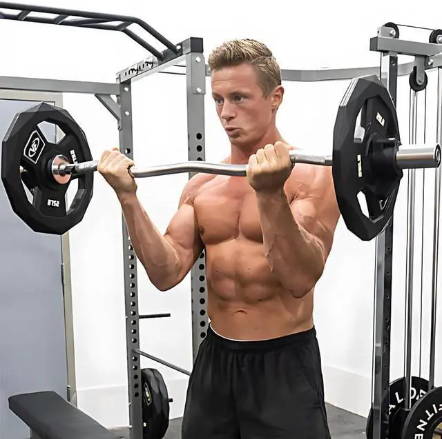 Alt view image 3 of 5 - Amber Fight Gear Olympic Super Curl Barbell 47" - Heavy-Duty EZ Curl Bar with 200 lb Capacity for Weight Bench Training - Fits 2" Weight Plates - Anti-Rust Coated - Multi-Use Gym Equipment