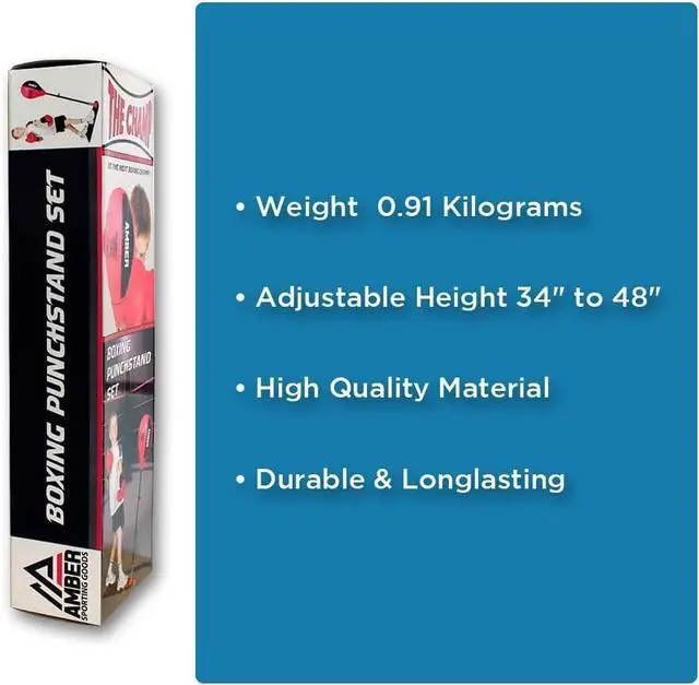 Alt view image 5 of 5 - Amber Fight Gear The Champ Kids Boxing Punch Stand Set with Punching Ball Bounce Back Punching Ball, Adjustable Stand, Pump, & Boxing Gloves for Boys and GirlsAges 3+
