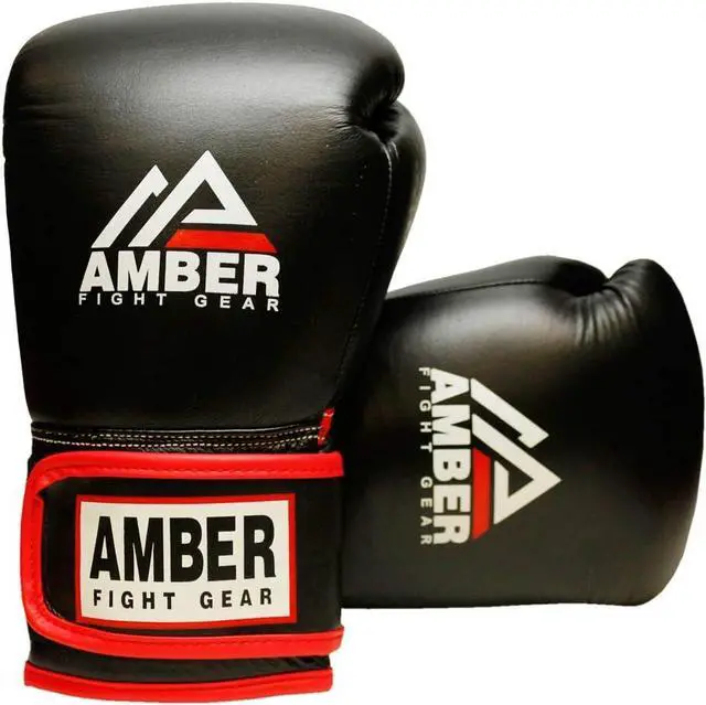 Alt view image 4 of 5 - Amber Fight Gear Professional Hook and Loop Leather Training Boxing Gloves, Durable Top-Grain Leather, Multi-Layered Foam, Pre-Curv, Muay Thai, Sparring, Sizes 8oz to 18oz 18 oz.