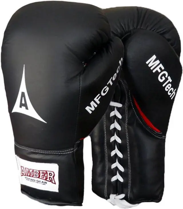 Main image of Amber Fight Gear Premium Leather Lace-Up Gloves Superior Shock Protection, Sweat-Resistant Lining, and Unmatched Durability for Optimal Performance, Available in Sizes 14 oz, 16 oz, and 18 oz