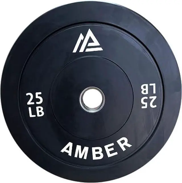 Alt view image 2 of 4 - Amber Fight Gear Olympic Bumper Plates: 2-Inch Stainless Steel Hub, Durable Rubber Weight Plates - Perfect for Cross-Training, Weightlifting, and Gym Fitness