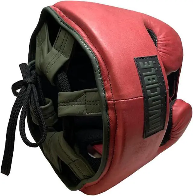 Alt view image 2 of 3 - INVINCIBLE FIGHT GEAR All Leather Boxing Headgear for Training, Sparring, Kickboxing, MMA, Muay Thai  Lightweight, Shock-Absorbing, Adjustable Fit for Men & Women Sall/Mium