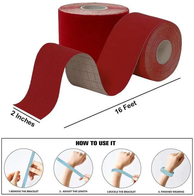 Alt view image 4 of 5 - Amber Fight Gear Ultimate Performance Kinesiology Tape: Support, Stabilize, and Recover Best for Athletes and Rehabilitation, 2" x 16ft Black Red