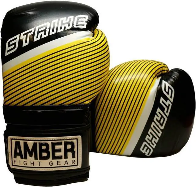 Main image of Amber Fight Gear Strike v1.0 Training Gloves Boxing Kickboxing Muay Thai Durable PU Leather Multi Layer Foam Shock Absorption Secure Wrist Support Breathable Design