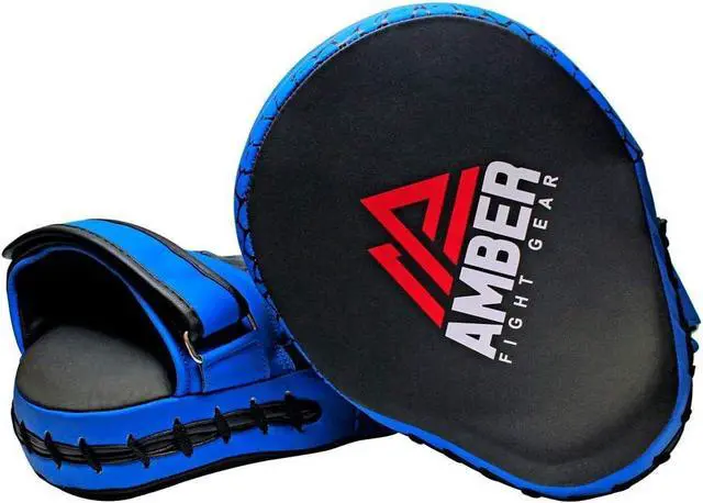 Alt view image 2 of 4 - Amber Fight Gear Premium Leather Curved Hook & Jab Pads for Boxing, MMA, Muay Thai, and Kickboxing Training - Hand Pads with Strike Target - Martial Arts Punching Shield