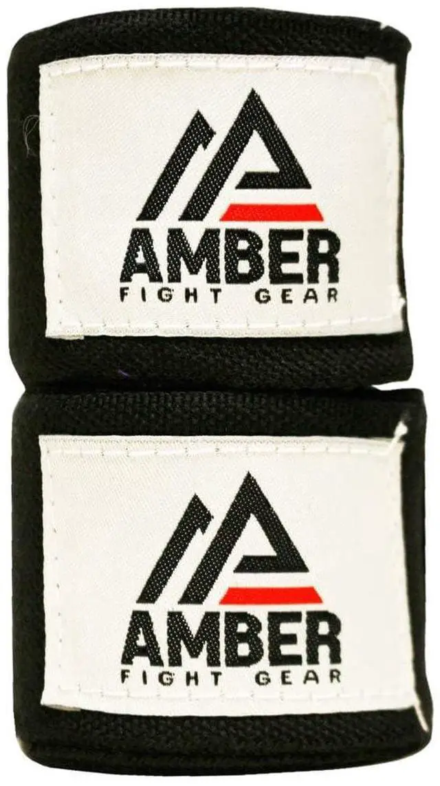 Main image of Amber Fight Gear Semi Elastic Professional 180-Inch Hand Wraps with Hook and Loop Closure for Boxing Kickboxing Muay Thai MMA for Men and Women  Sold as a Pair Black