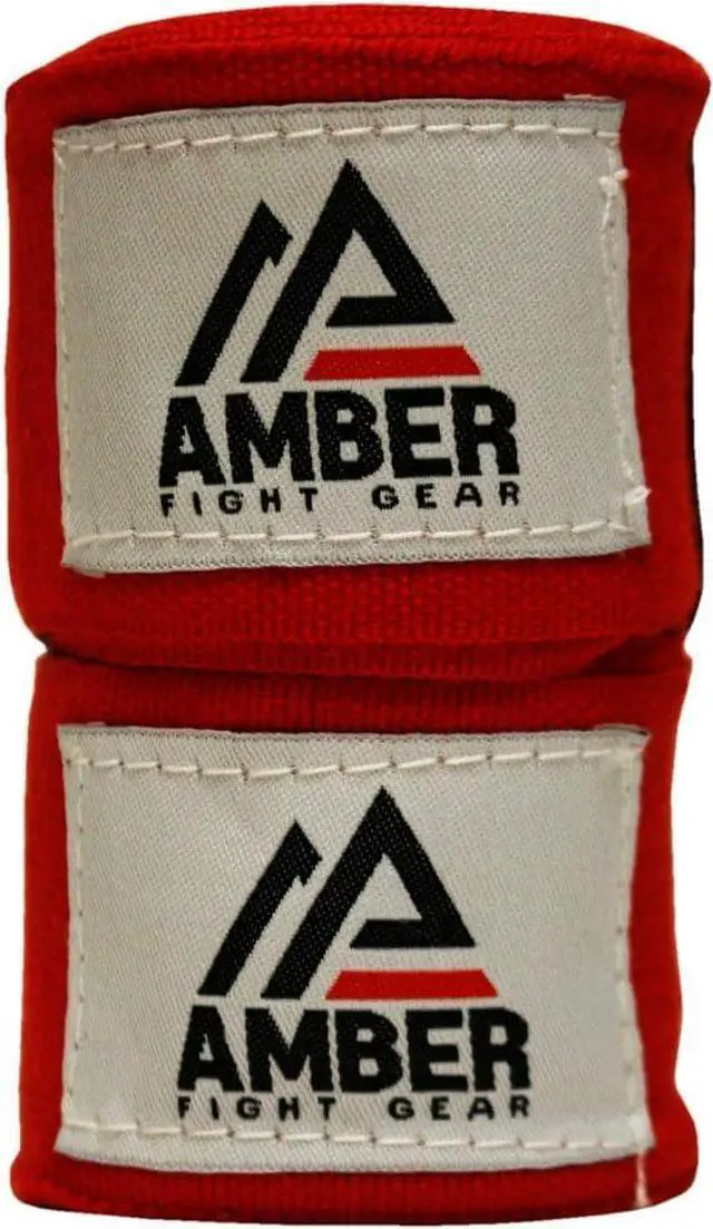 Main image of Amber Fight Gear Semi Elastic Professional 180-Inch Hand Wraps with Hook and Loop Closure for Boxing Kickboxing Muay Thai MMA for Men and Women  Sold as a Pair Red
