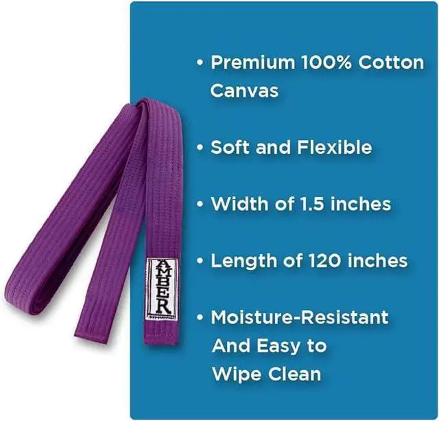Alt view image 3 of 7 - Amber Fight Gear Premium Karate Belt, 100% Cotton Canvas Martial Arts Belt for Karate, Taekwondo & Judo