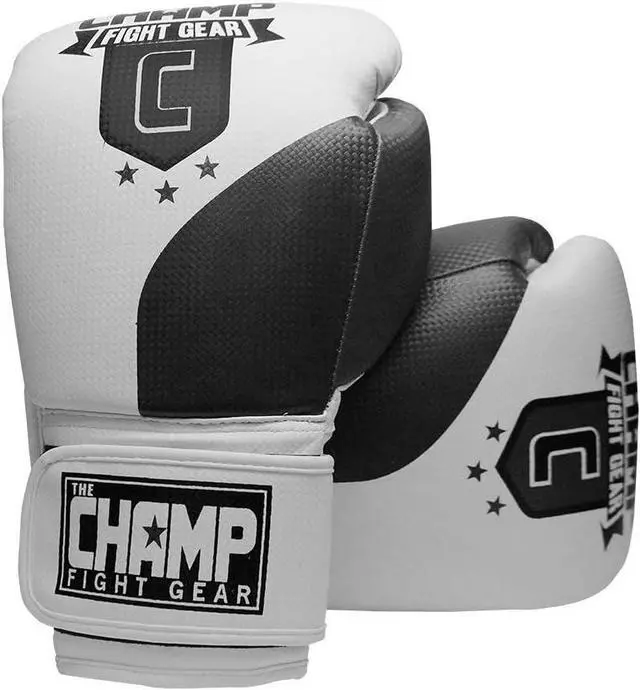 Alt view image 3 of 5 - Amber Fight Gear The Champ Fight Gear Alpha Series Boxing Gloves with Wrist Support for Boxing Kickboxing Muay Thai Training or Sparring Punching Bag Mitts Black/White 8 oz.