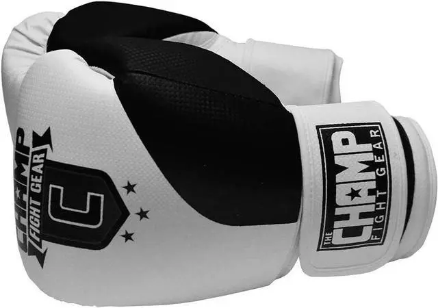 Alt view image 2 of 5 - Amber Fight Gear The Champ Fight Gear Alpha Series Boxing Gloves with Wrist Support for Boxing Kickboxing Muay Thai Training or Sparring Punching Bag Mitts Black/White 8 oz.